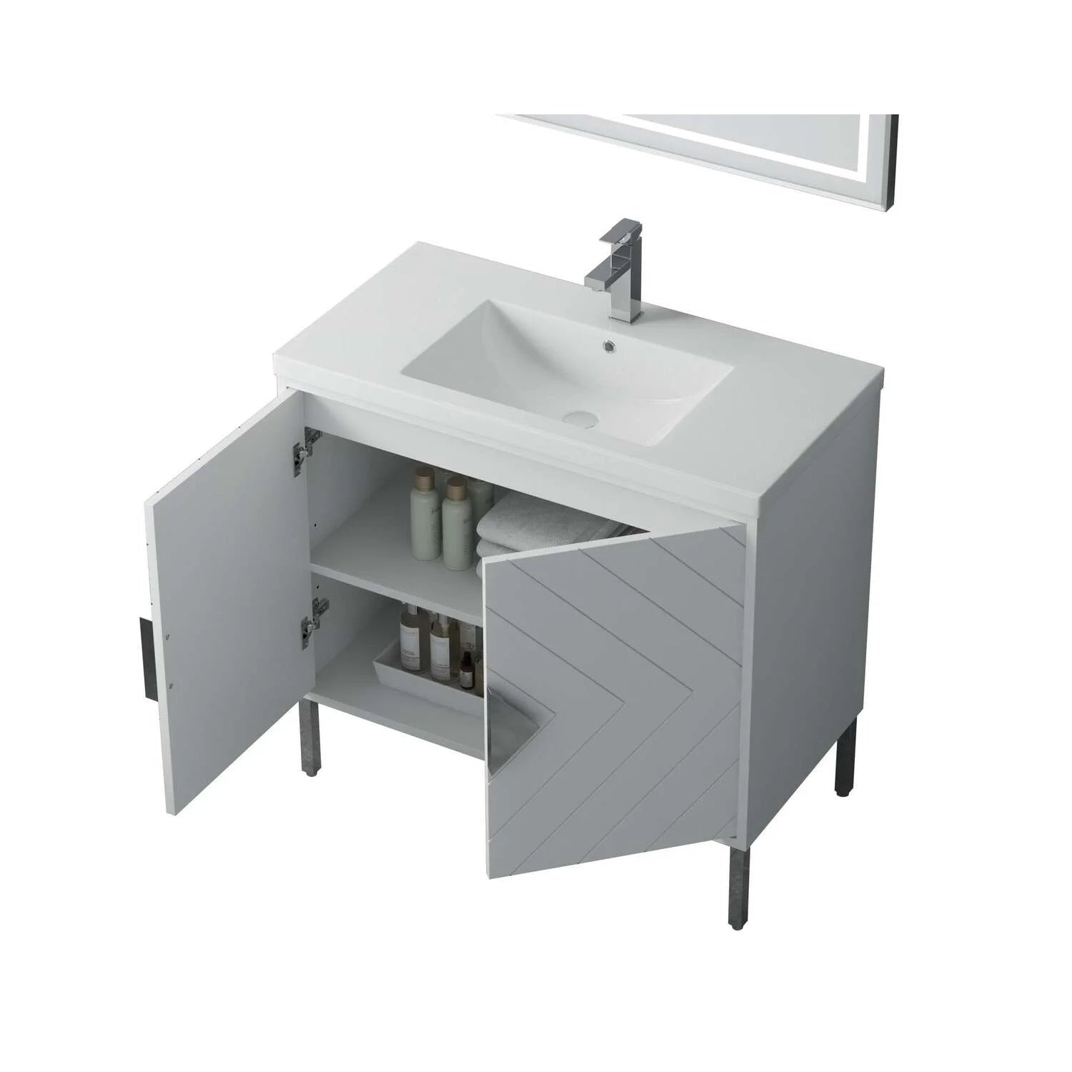 Tennant Brand 24" Modern White Bathroom Vanity with White Acrylic Top