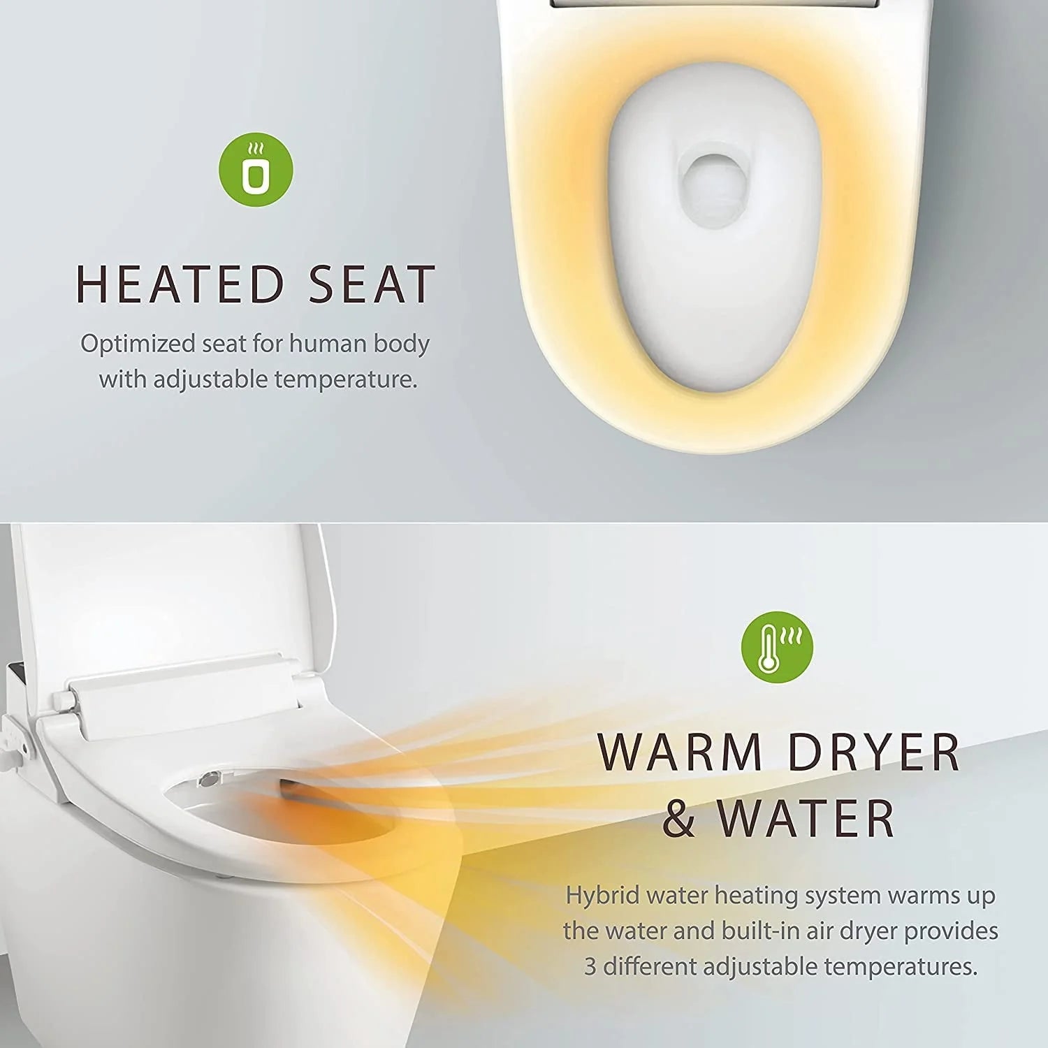 VOVO STYLEMENT VB-6000SE Electronic Bidet, Elongated, UV LED Sterilization, Heated Seat, Warm Dry and Water, Self Cleaning Full Stainless Nozzle, Made in Korea - White
