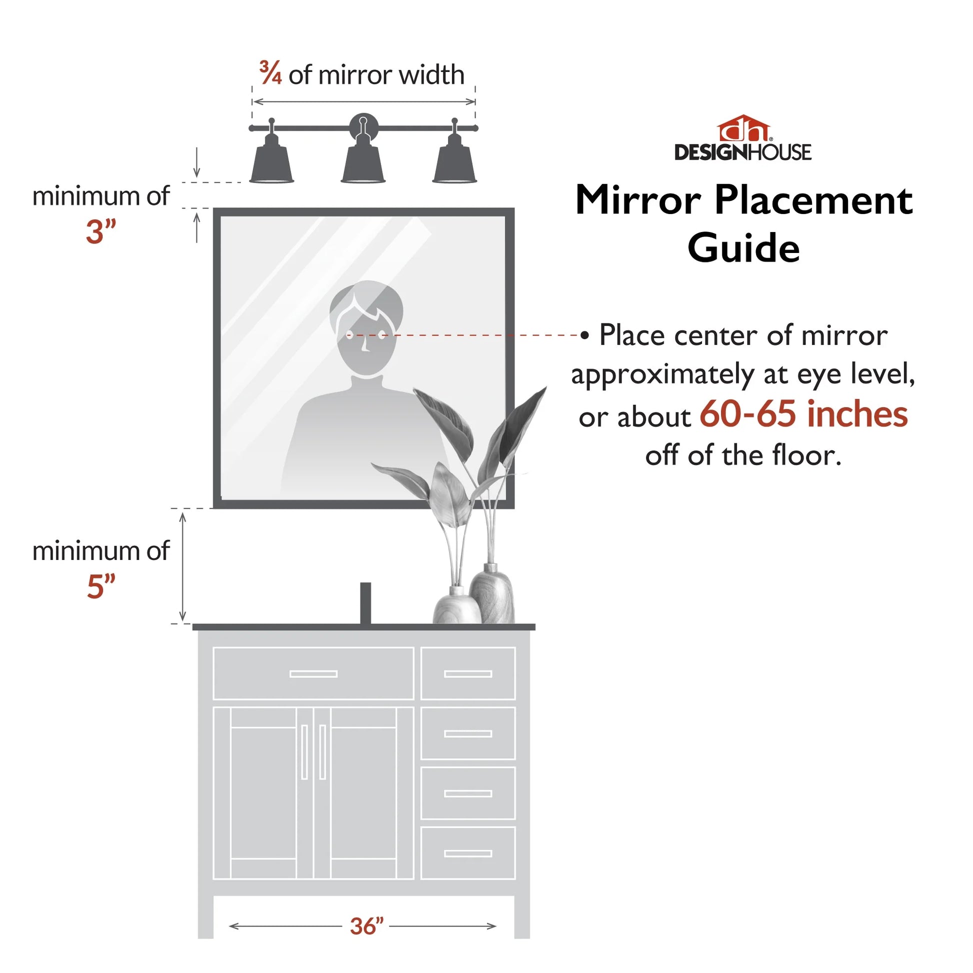 Isla Rectangle Wall Accent Mirror, 30" H x 20" L, Modern Metal Framed, Living Room, Bedroom, Bathroom Vanity Mirror, Gold Design House, 596510-GLD