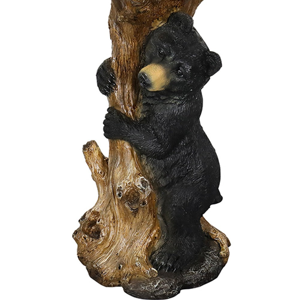 23.6° Tall Resin Outdoor Bird Baths for Garden - Outdoor Standing Birdbath with Bear Statue, Pedestal Birdbaths for Outdoors, Garden, Patio, Lawn, Backyard