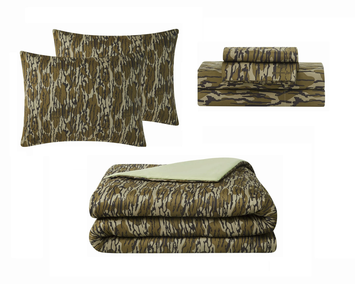 Mossy Oak Bottomland Microfiber Full Size Bed in a Bag Microfiber Adult Bedding for Hunting Lodge or Cabin