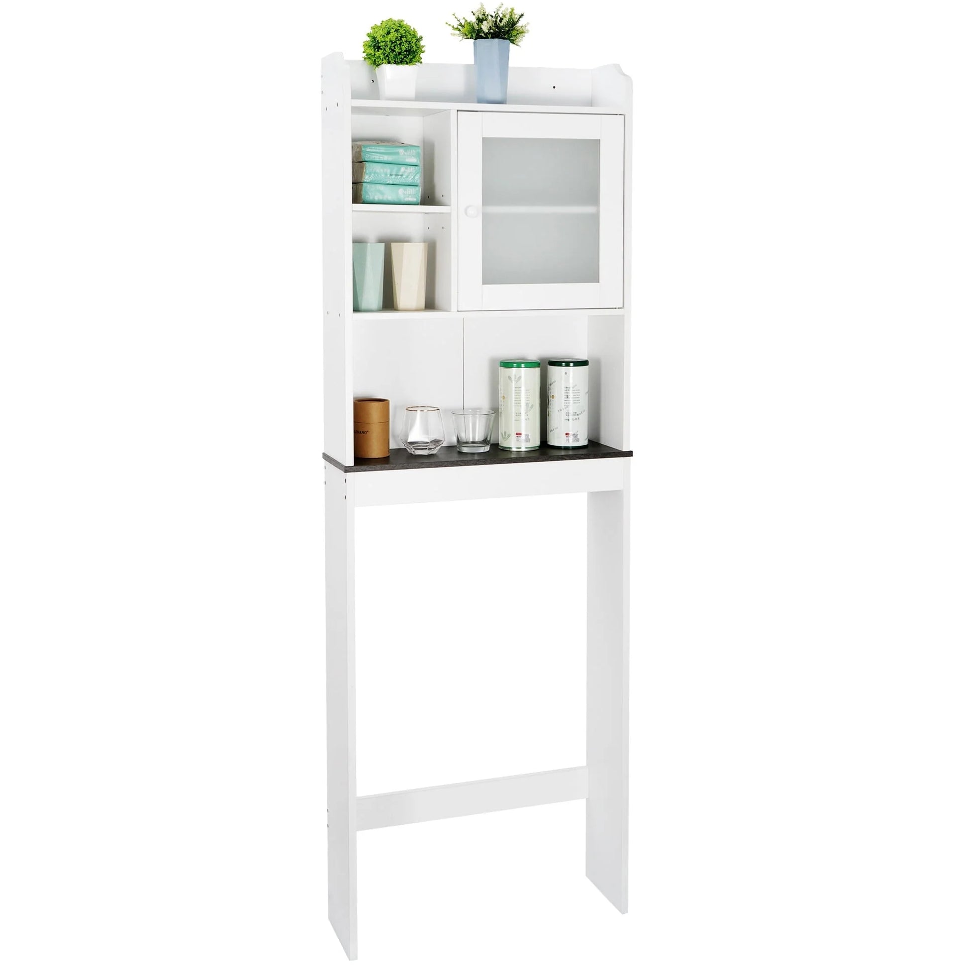 ZenSports Over The Toilet Storage Cabinet Organizer Bathroom Space Saver W/Adjustable Shelves, White