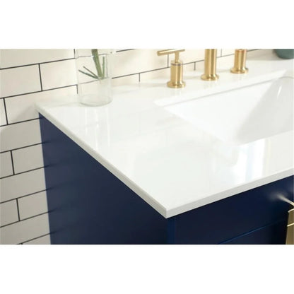 Elegant Decor Eugene 36" Aluminum MDF Single Bathroom Vanity in Blue