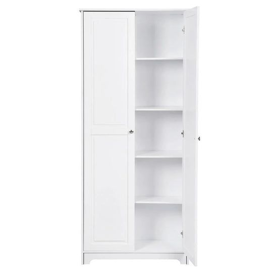 UBesGoo 72" Traditional Freestanding Kitchen Pantry Cabinet Wardrobe Armoire, White