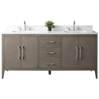 Vanity Art 72° Double Sink Bathroom Vanity Cabinet with Engineered Marble Countertop