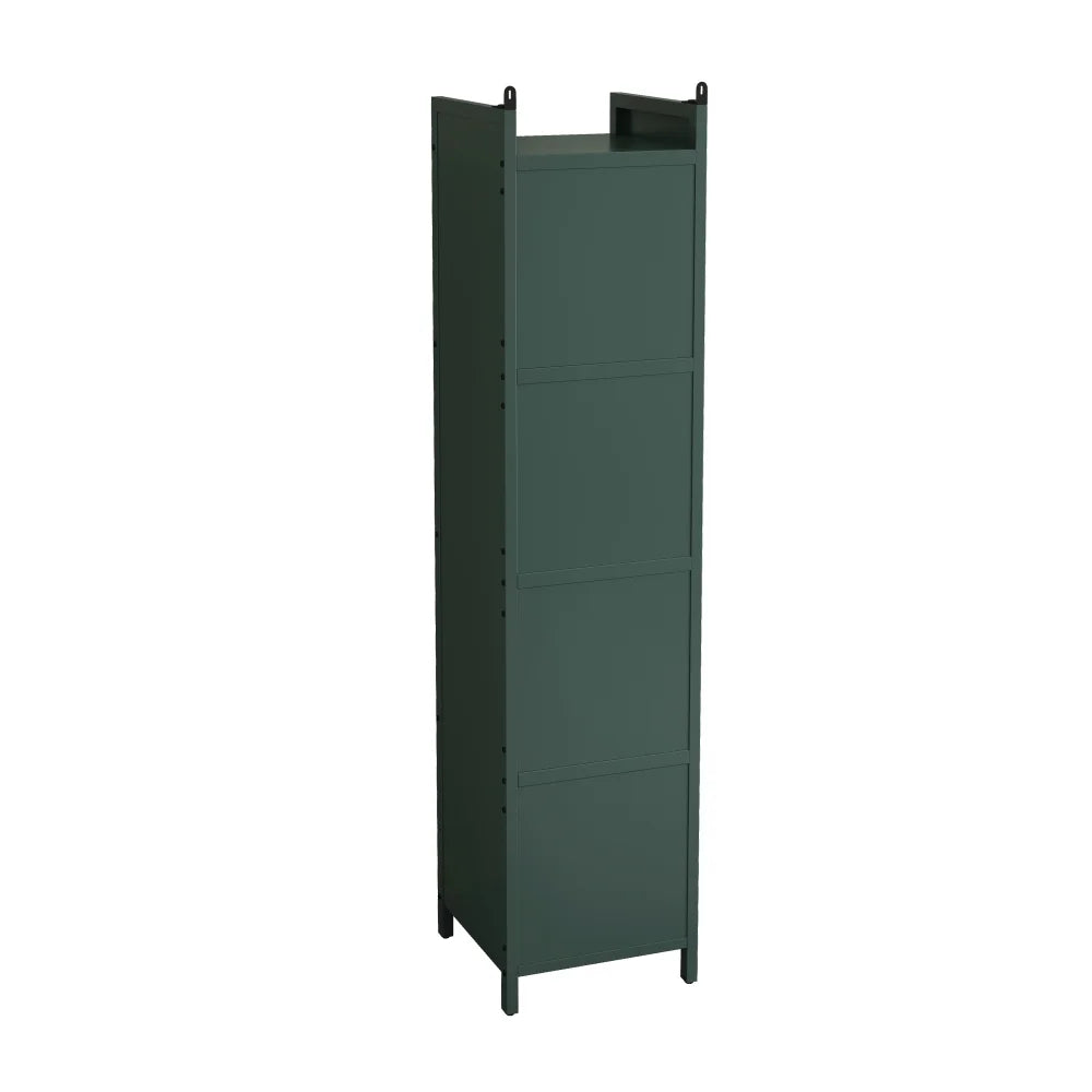 Hassch 4-Tier Display Case Storage Cabinet with Flip-Up Glass Doors, 60.62"H Iron Kitchen Pantry Cabinet Showcase Organizer Bookcase for Entryway Bedroom Bathroom Living Room, Dark Green