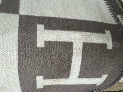 Gray Merino Wool Blanket, Cashmere Plaid Throws 67" x 53"