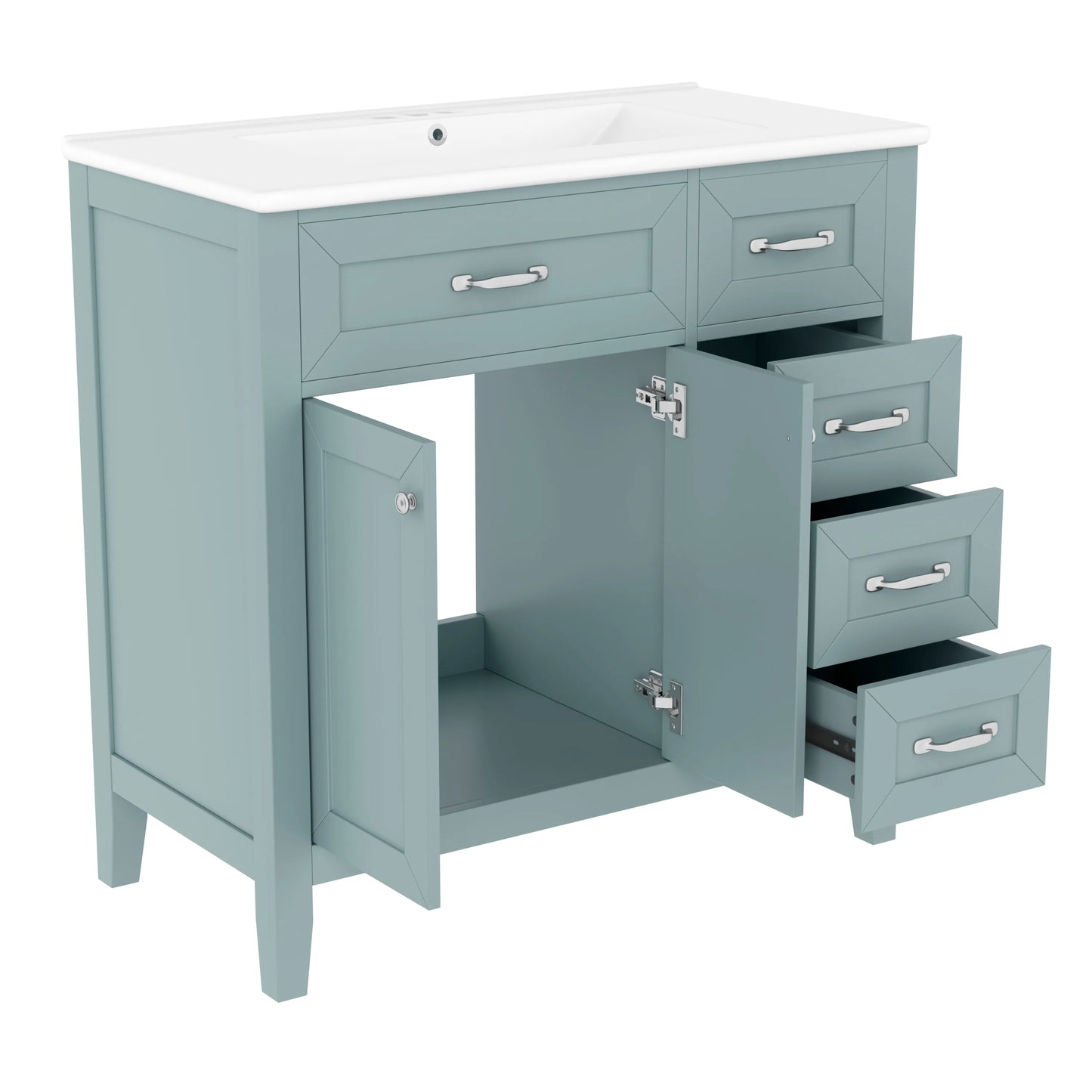 Euroco 36" Bathroom Vanity with Sink,Drawers, Solid Frame and MDF Board