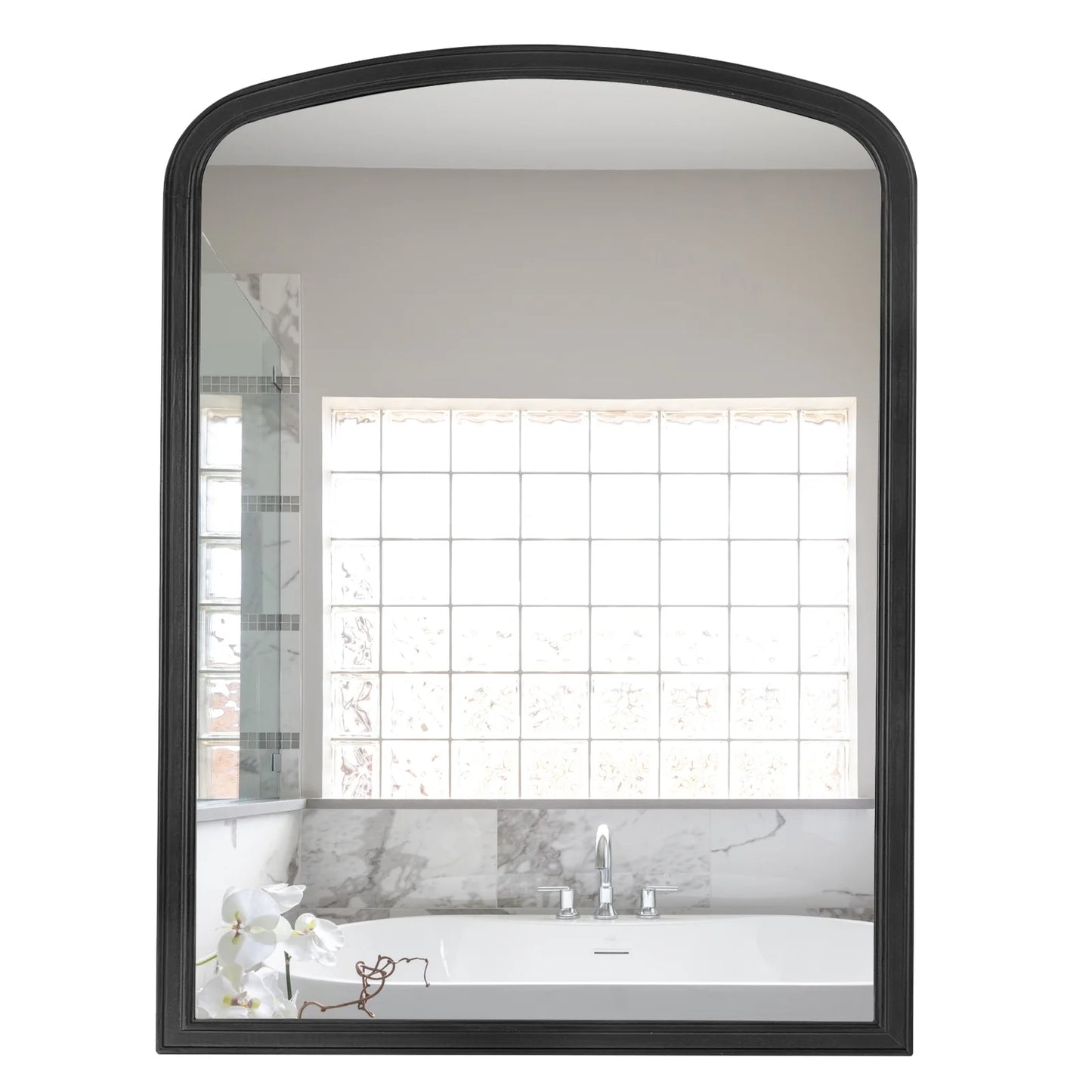 WallBeyond Wood Frame Rustic Arched Wall Mirror for Bathroom or Living Room Wall Decor, 24" 36", Natural Wood
