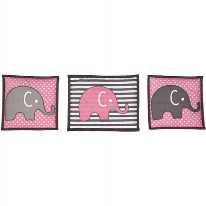 Bacati - Elephants Pink/Gray 10-Piece Nursery in a Bag Crib Bedding Set 100% Cotton Percale Girls Crib Bedding Set with 2 crib fitted sheets