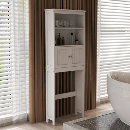 Ktaxon Over The Toilet Bathroom Storage Cabinet and Shelf with 2 Doors Bathroom Spacesaver, White