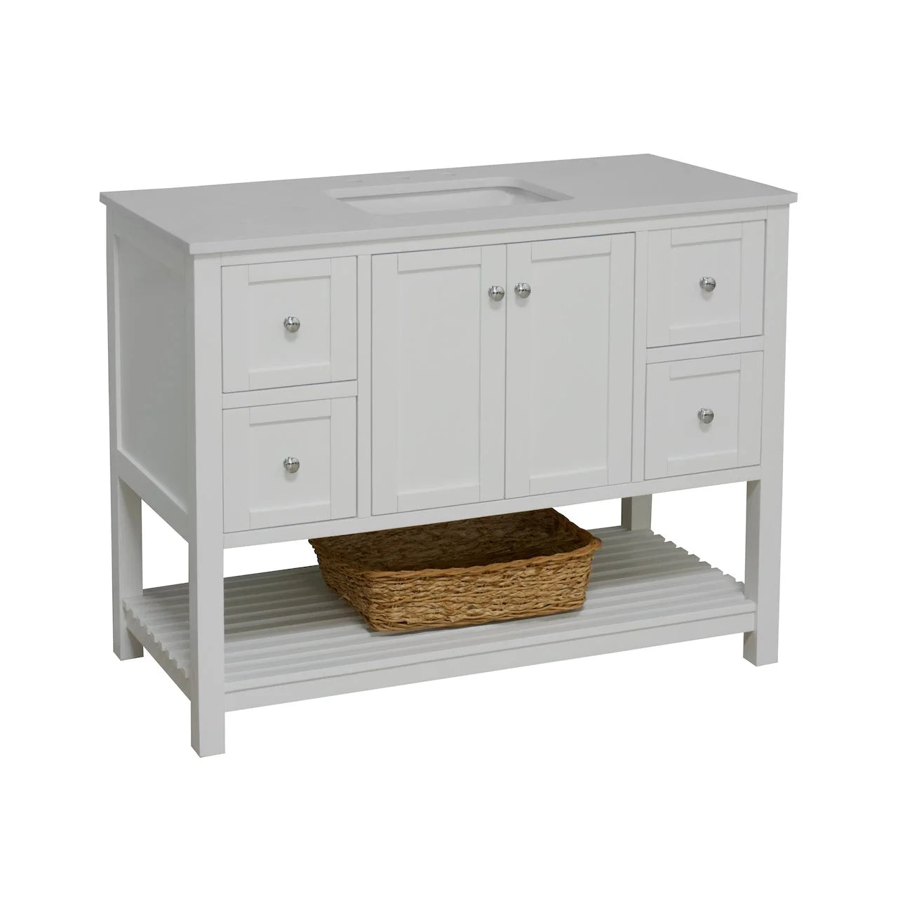 Lakeshore 48" Bathroom Vanity with White Cabinet and Engineered White Top