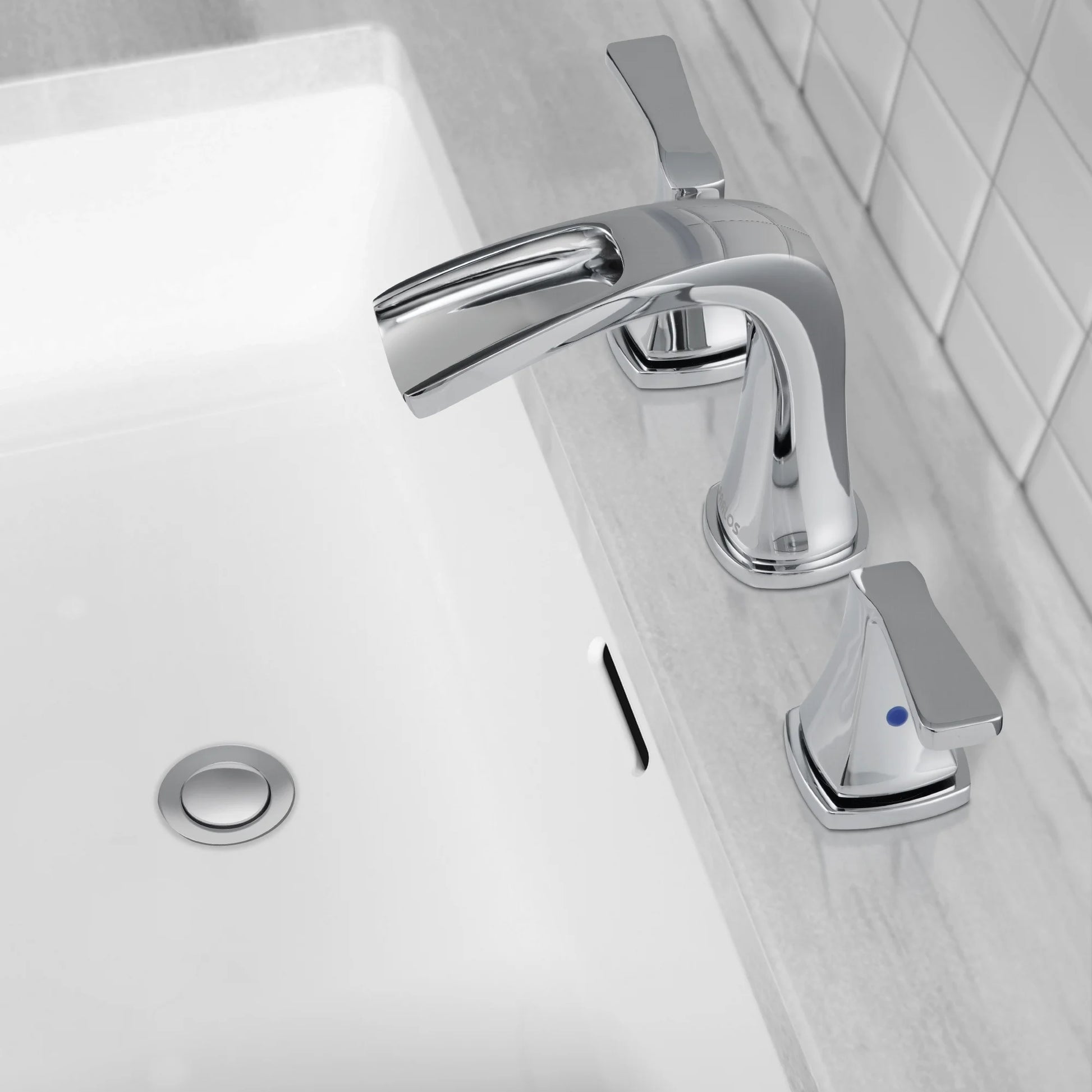 PARLOS Waterfall Widespread Two Handles Bathroom Sink Faucet , Polished Chrome