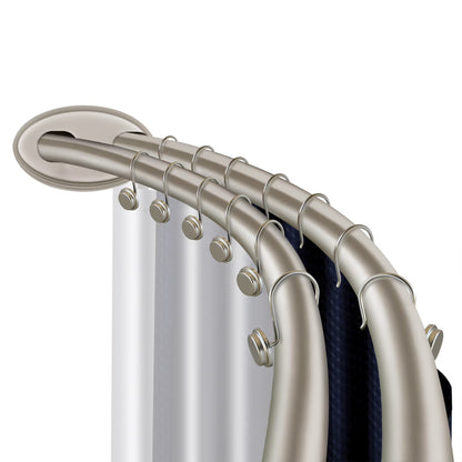 Utopia Alley Rustproof Wall Mounted Aluminum Double Curved Shower Curtain Rod, Screw Mount Rod, Secure Than Tension, Adjustable Shower Rod from 45" to 72", Includes shower liner & hooks (Bronze)