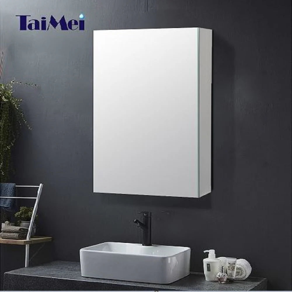 Taimei 12" Wx 24" Hx4°?D Aluminum Medicine Cabinet with Frameless Beveled Mirror, Color Satin, Bathroom Mirror Cabinet with Adjustable 2 Glass Shelves, Storage Cabinet by FOCA US