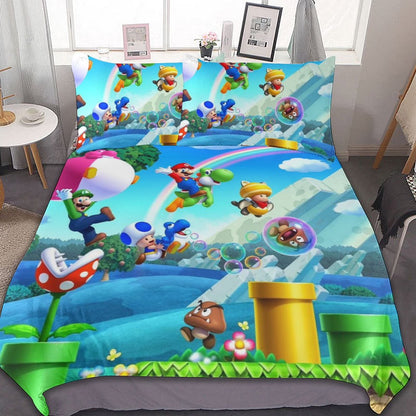Luigi Super Mario 3 Piece Bedding Sets Decor Comforter Sets With One Duvet Cover Two Pillow Shams