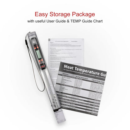 Habor Meat Thermometer, Instant Read Digital Cooking Thermometer, Grilling Thermometer with Super Long Probe for Kitchen BBQ Grill Smoker Meat Oil Milk Yogurt Temperature