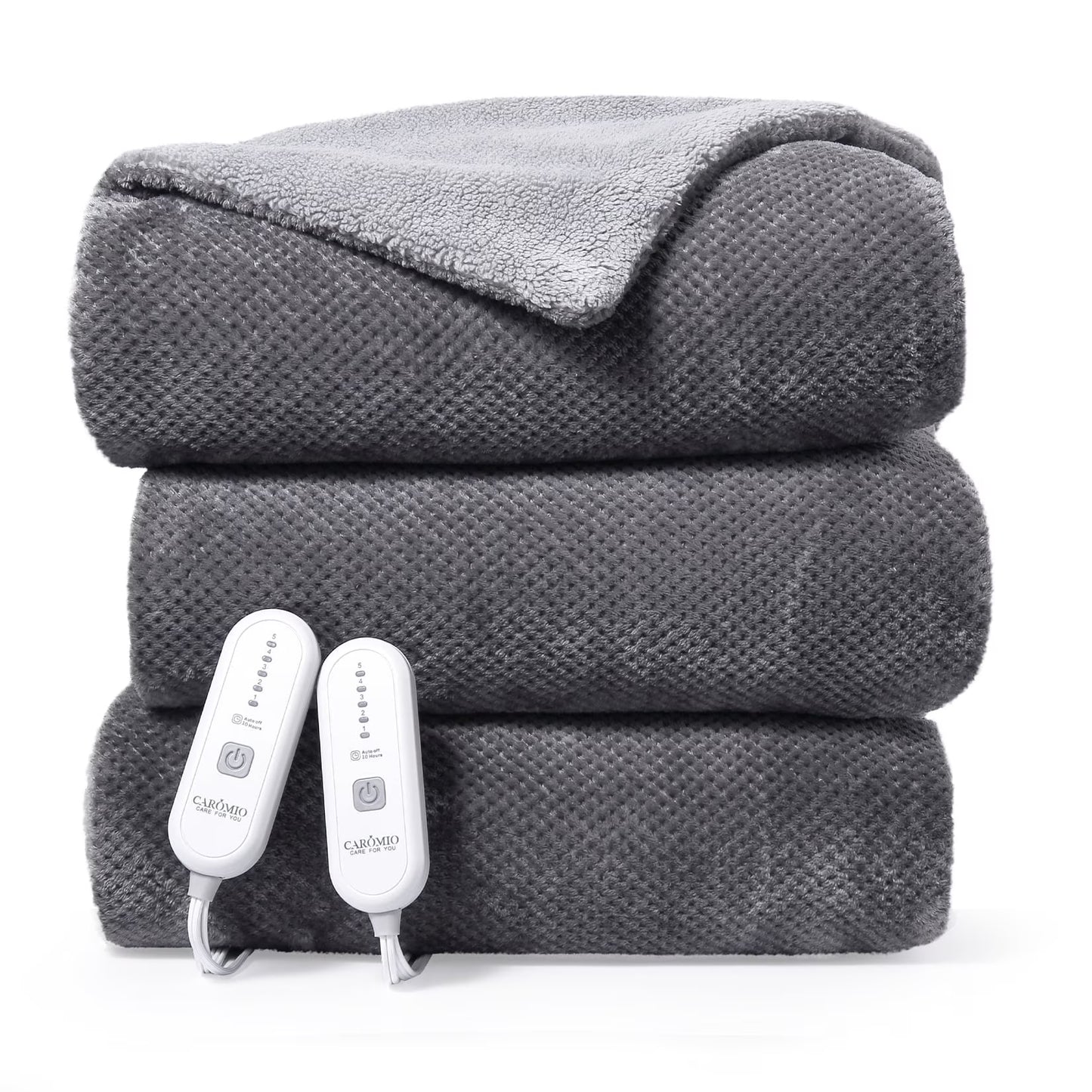 GAOMON Electric Heated Blanket King Size with Dual Control - Sherpa Throw Blanket with 4 Fast Heating Levels & 10 Hours Auto Off, Machine Washable, ETL Certified, Gray