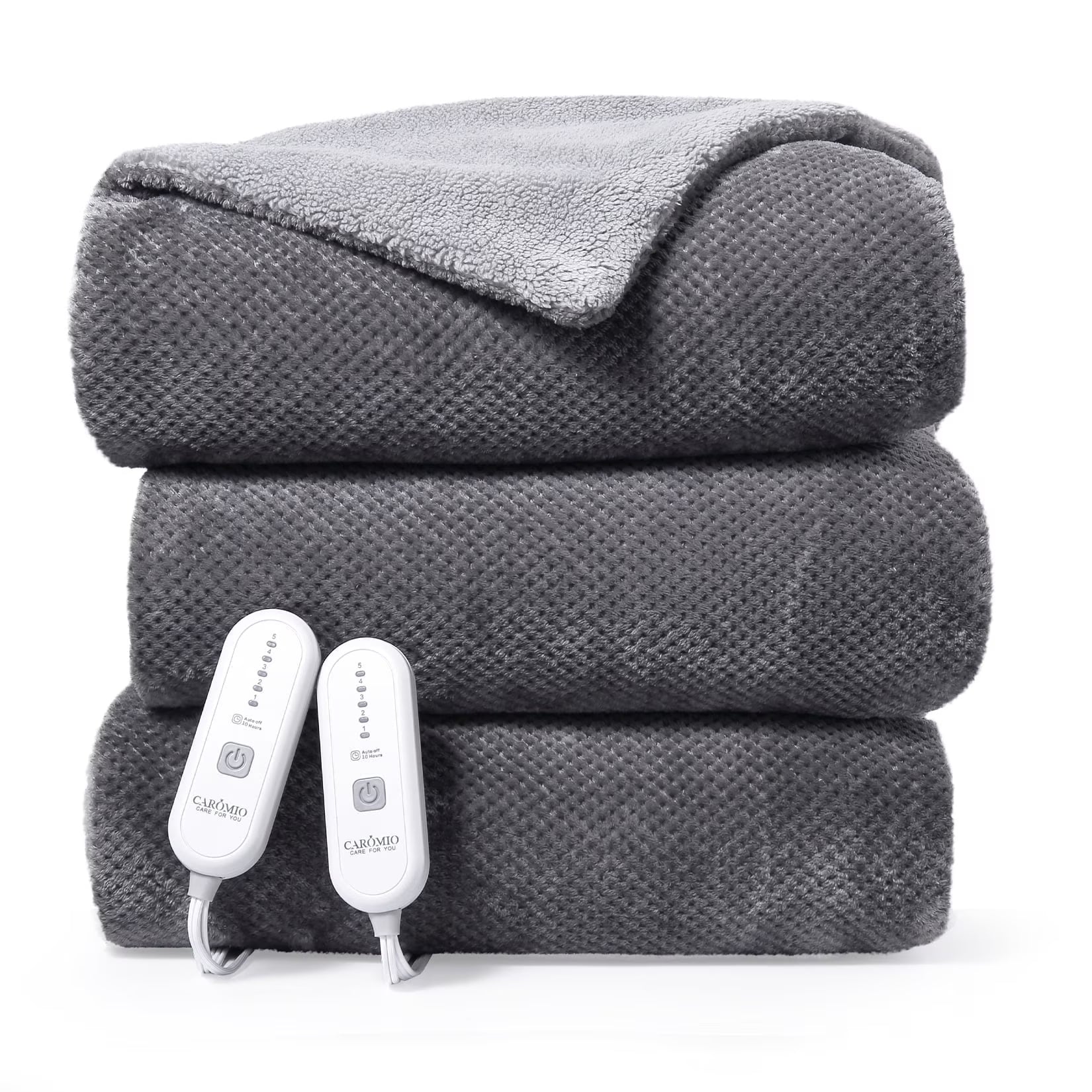 GAOMON Electric Heated Blanket King Size with Dual Control - Sherpa Throw Blanket with 4 Fast Heating Levels & 10 Hours Auto Off, Machine Washable, ETL Certified, Gray