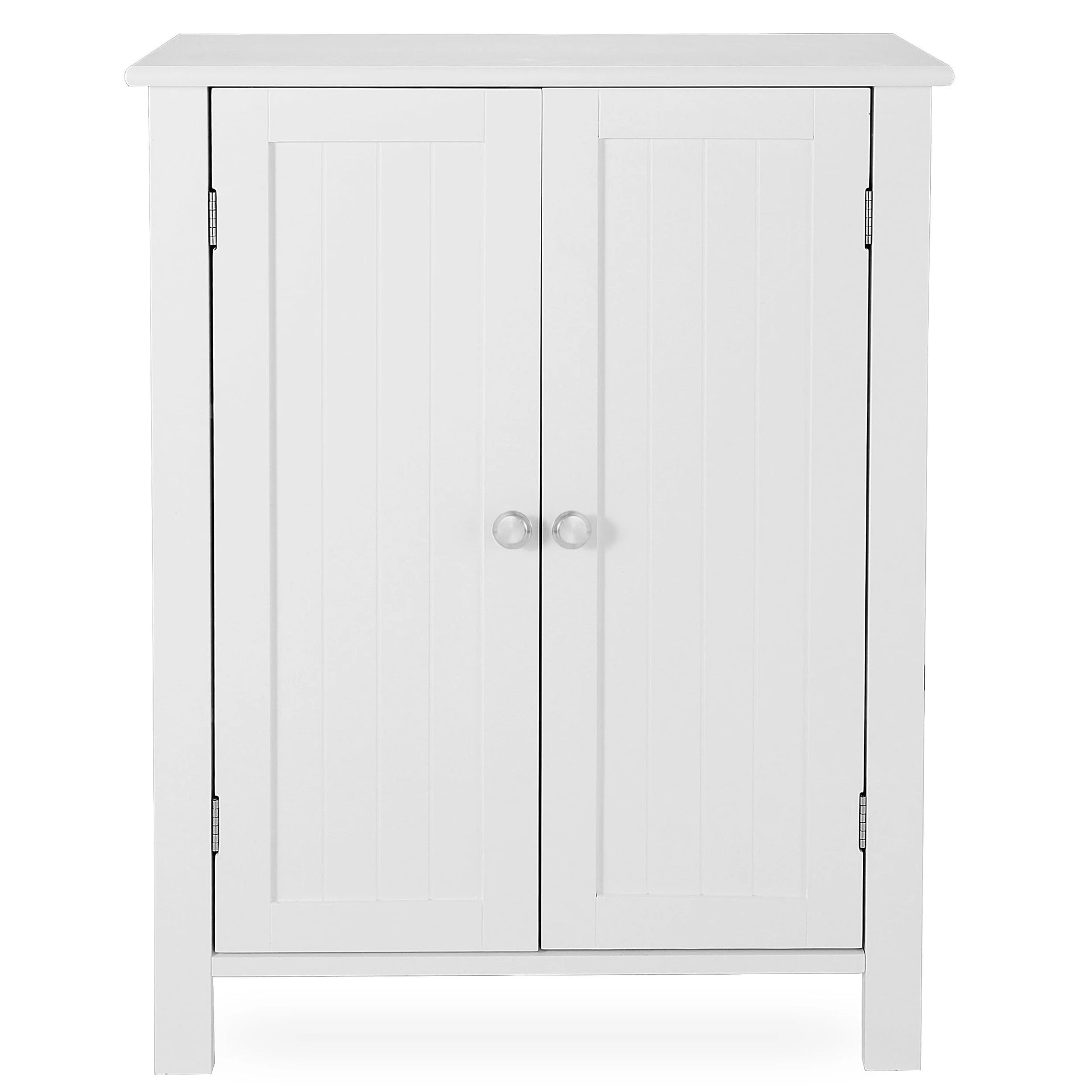 HomGarden 2-Door Bathroom Floor Storage Cabinet Side Cupboard W/Adjustable Shelves, 11.8'' W, White