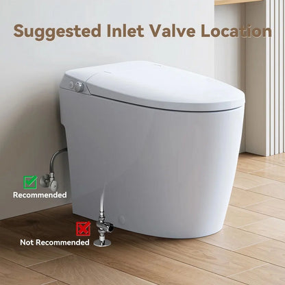 HOROW Non-electric Smart Bidet Toilet with Dual Nozzles Cleanse Built-in Pump for Power Flush Map 1000g ADA Chair Height