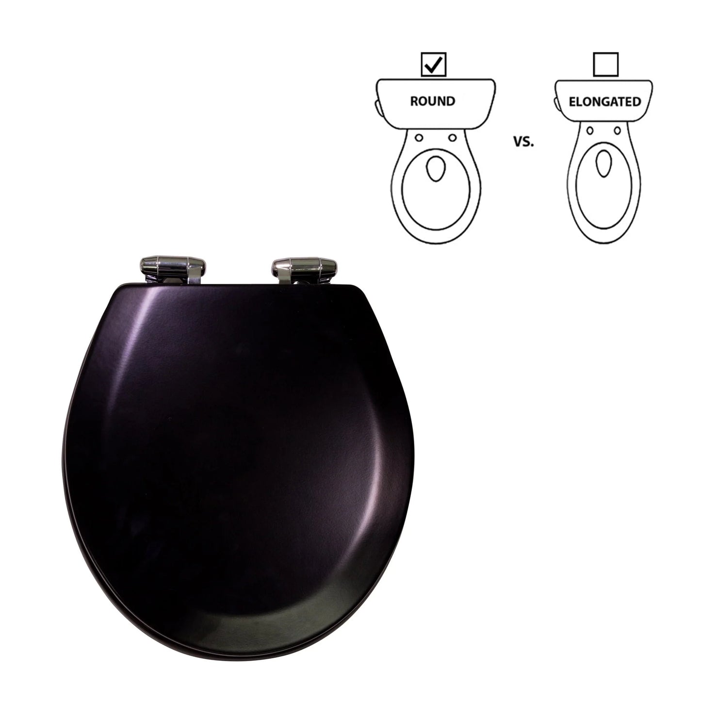 Dalton Toilet Seat Round Soft Close Black Rustic Wooden Round Standard Toilet Seat for Bathroom Design House, 561241-BLK