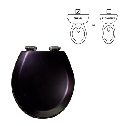 Dalton Toilet Seat Round Soft Close Black Rustic Wooden Round Standard Toilet Seat for Bathroom Design House, 561241-BLK