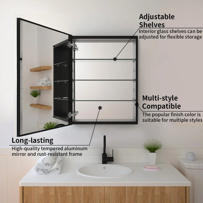 23 in. x 30 in. Frameless Recessed or Surface-Mount Beveled Single Mirror Bathroom Medicine Cabinet
