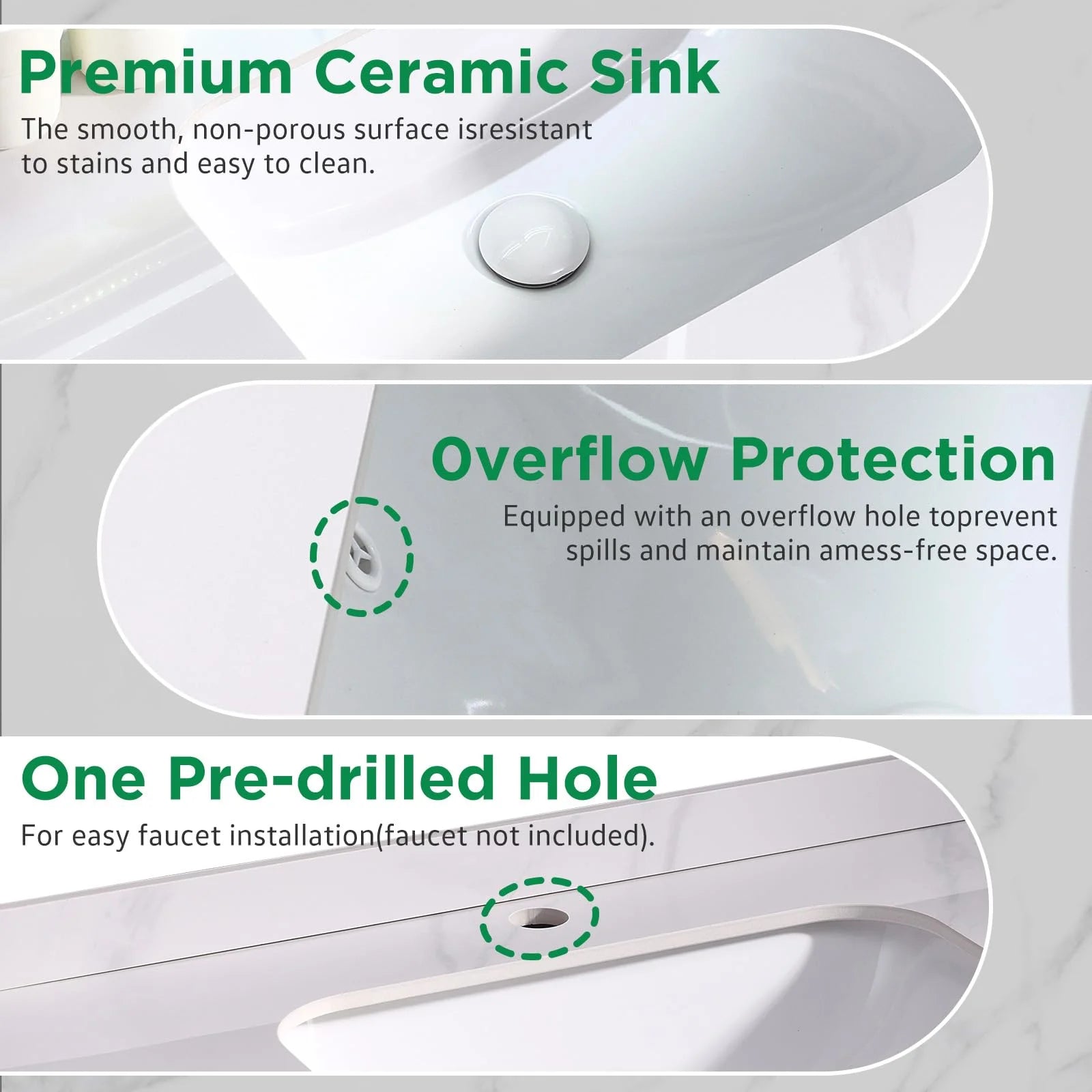 PROHIKER 29.1" Bathroom Vanity with Sink, Modern Bathroom Vanity Cabinet, Freestanding Bathroom Sink Cabinet with 1 Soft-Close Door and Metal Handle
