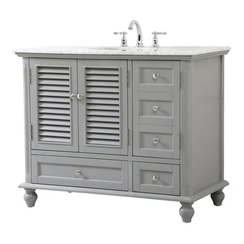 Elegant Decor Rhodes 42" Coastal Solid Wood Single Bathroom Vanity in Blue
