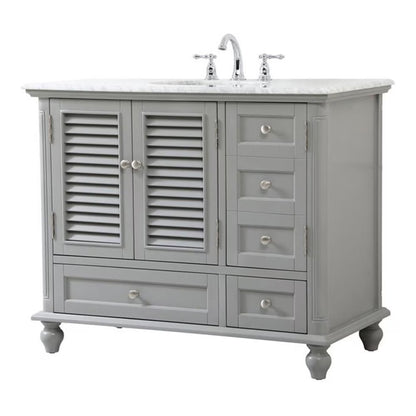 Elegant Decor Rhodes 42" Coastal Solid Wood Single Bathroom Vanity in Blue