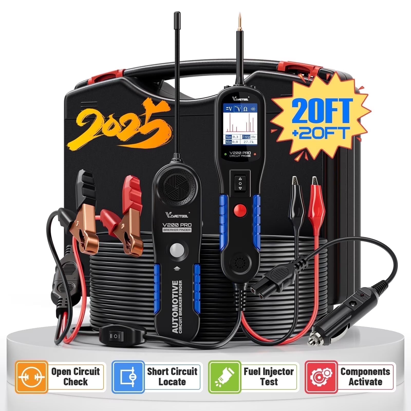 VDIAGTOOL V200 PRO Automotive Power Probe Tester Circuit Breaker Finder Tool 12/24V Electrical Open Short Circuit Finder Wire Tracer