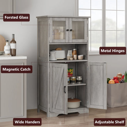 Kitchen Pantry Storage Cabinet with Doors and Shelves, 50.4" Freestanding Pantry Cabinets, Wooden Cupboard, Large Floor Cabinet for Bathroom, Kitchen, Dining Room, Living Room, Rustic Brown