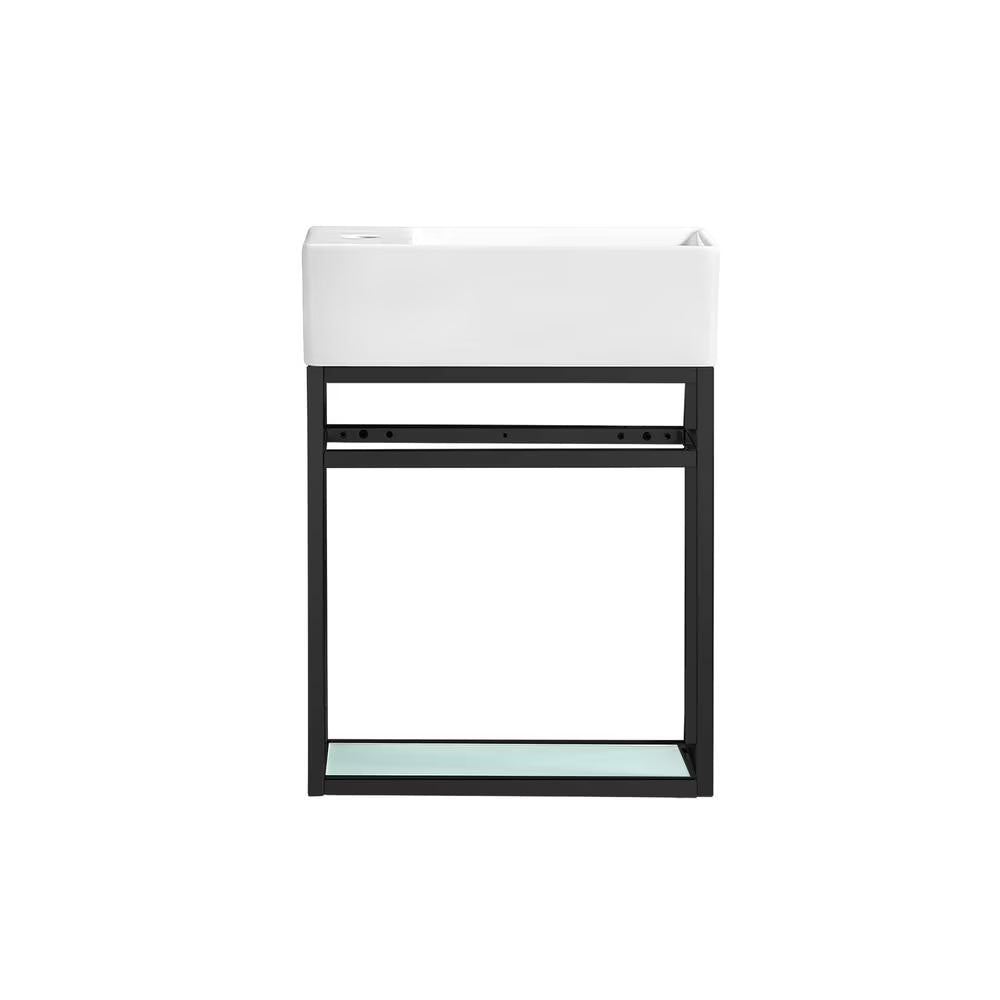 Pierre 19.5 Single, Open Shelf, Chrome Metal Frame Bathroom Vanity