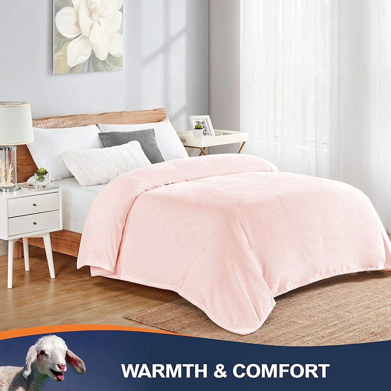 Walensee Ultra Soft Microplush Fleece Throw Blanket, 50" x 60", Pink, Machine Washable