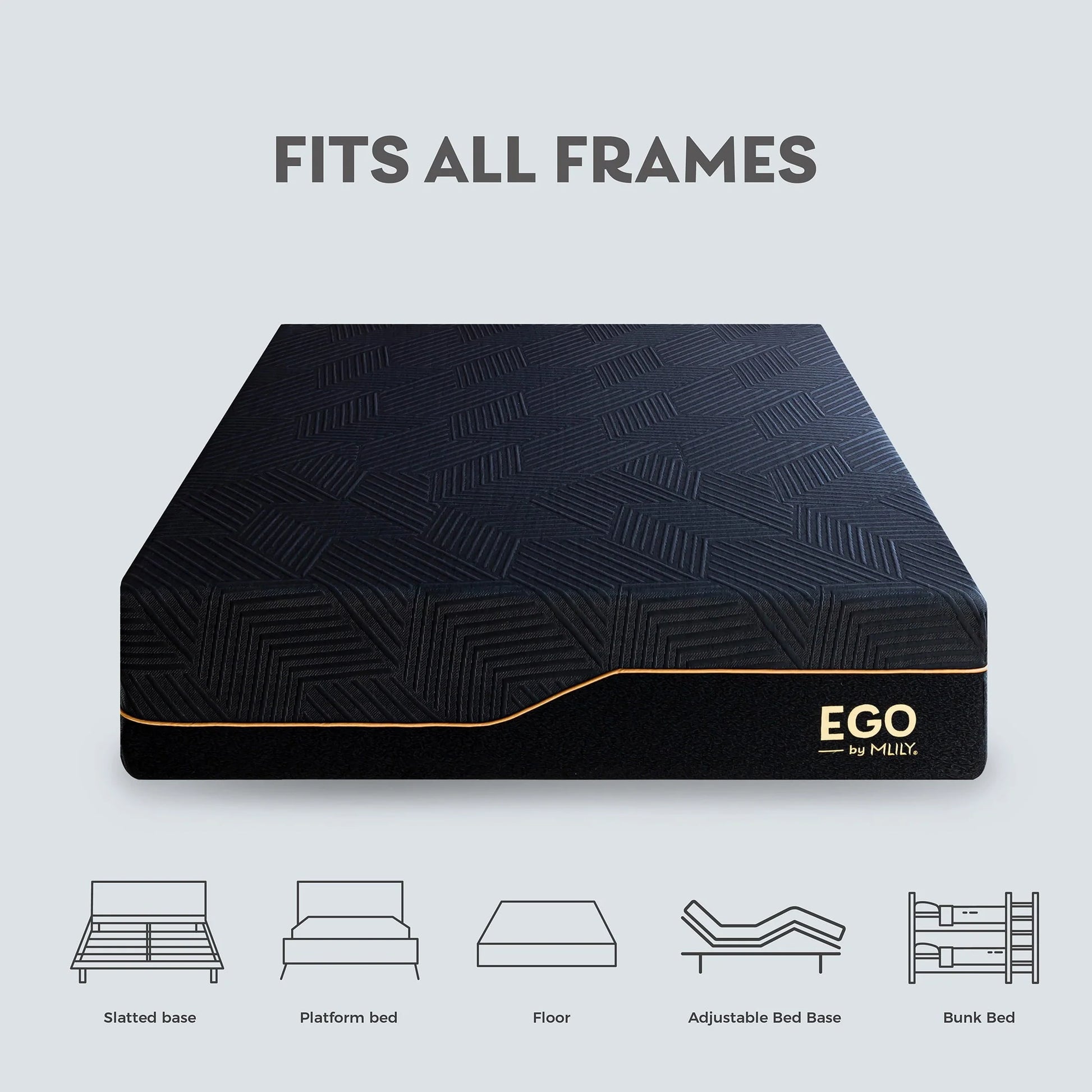 MLILY Ego Black 14 inch Queen Mattress, Cooling Gel Memory Foam Mattress in a box, Queen, Medium