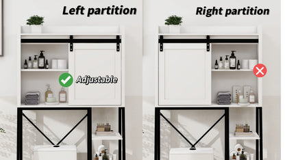 Royard Oaktree Farmhouse Over The Toilet Storage Cabinet, Bathroom Shelves Storage Organizer with Sliding Barn Door, Adjustable Shelves, and Storage Racks, White