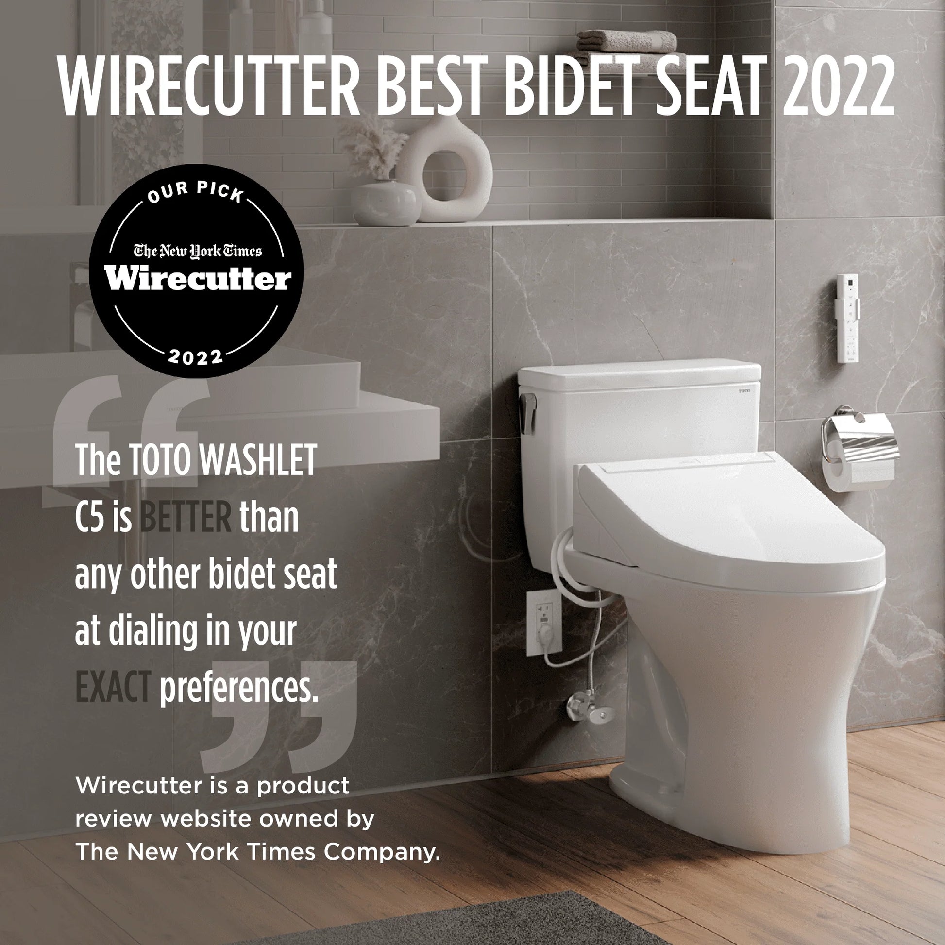 TOTO® WASHLET® C5 Electronic Bidet Toilet Seat with PREMIST and EWATER+ Wand Cleaning, Elongated, Cotton White - SW3084#01