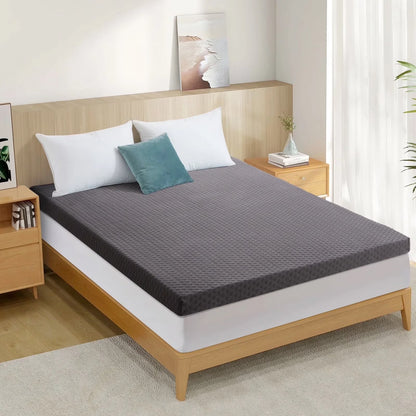 INGALIK 3 inch Gel Infused Memory Foam Mattress Topper, Queen, Cooling Bed Topper for Pressure Relief, CertiPUR-US Certified, White Removable Cover