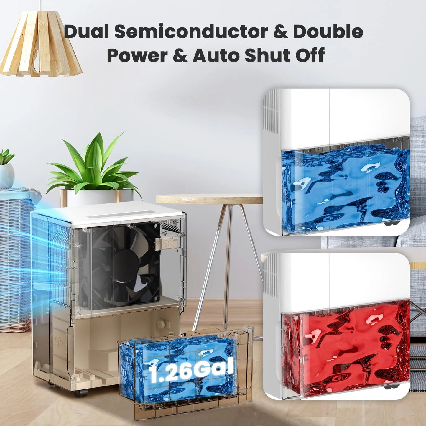 KISSAIR 22-Pint Dehumidifier, 3000 Sq. Ft Coverage Area Home Dehumidifier with Timer Continuous & Dry Mode, 4.8L Water Tank, Dehumidifier for Basement/Bathroom