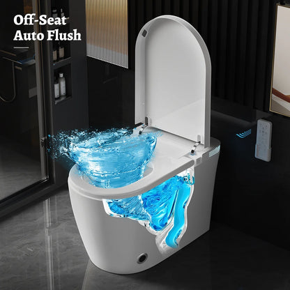 Smart Toilet with Auto Open/Close Lid, Heated Seat, Warm Air Dryer, Adjustable Bidet Wash for Men & Women, Night Light, Foot-Sensing & Power Outage Flush, Wireless Remote, Energy-Saving Mode