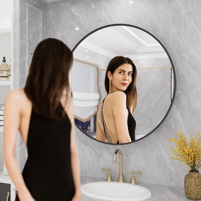 WallBeyond Bathroom Medicine Cabinet with Round Mirror Aluminum Framed 24", Gold