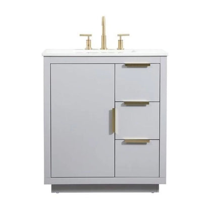 Elegant Kitchen and Bath 30 Inch Single Bathroom Vanity In Grey