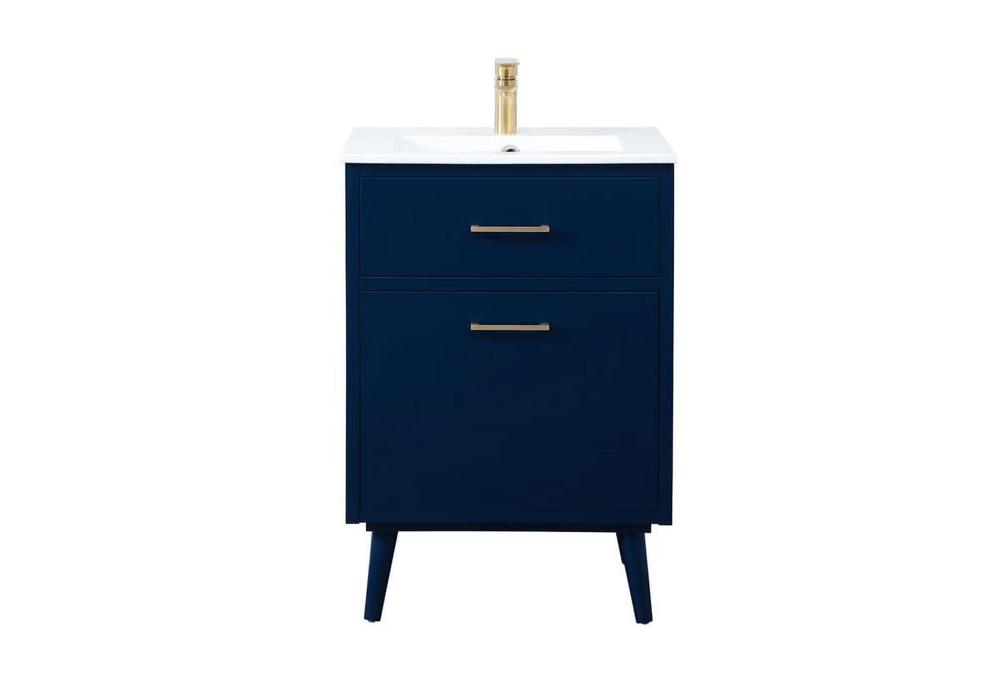 Elegant Decor Boise 24" Solid Wood and MDF Bathroom Vanity in Blue