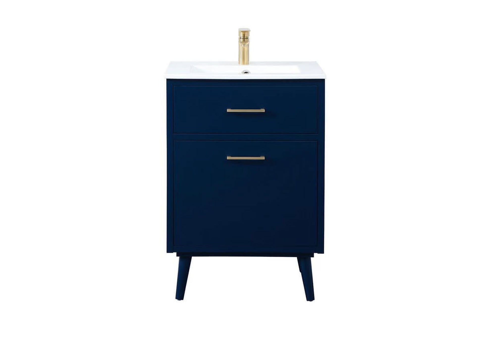 Elegant Decor Boise 24" Solid Wood and MDF Bathroom Vanity in Blue