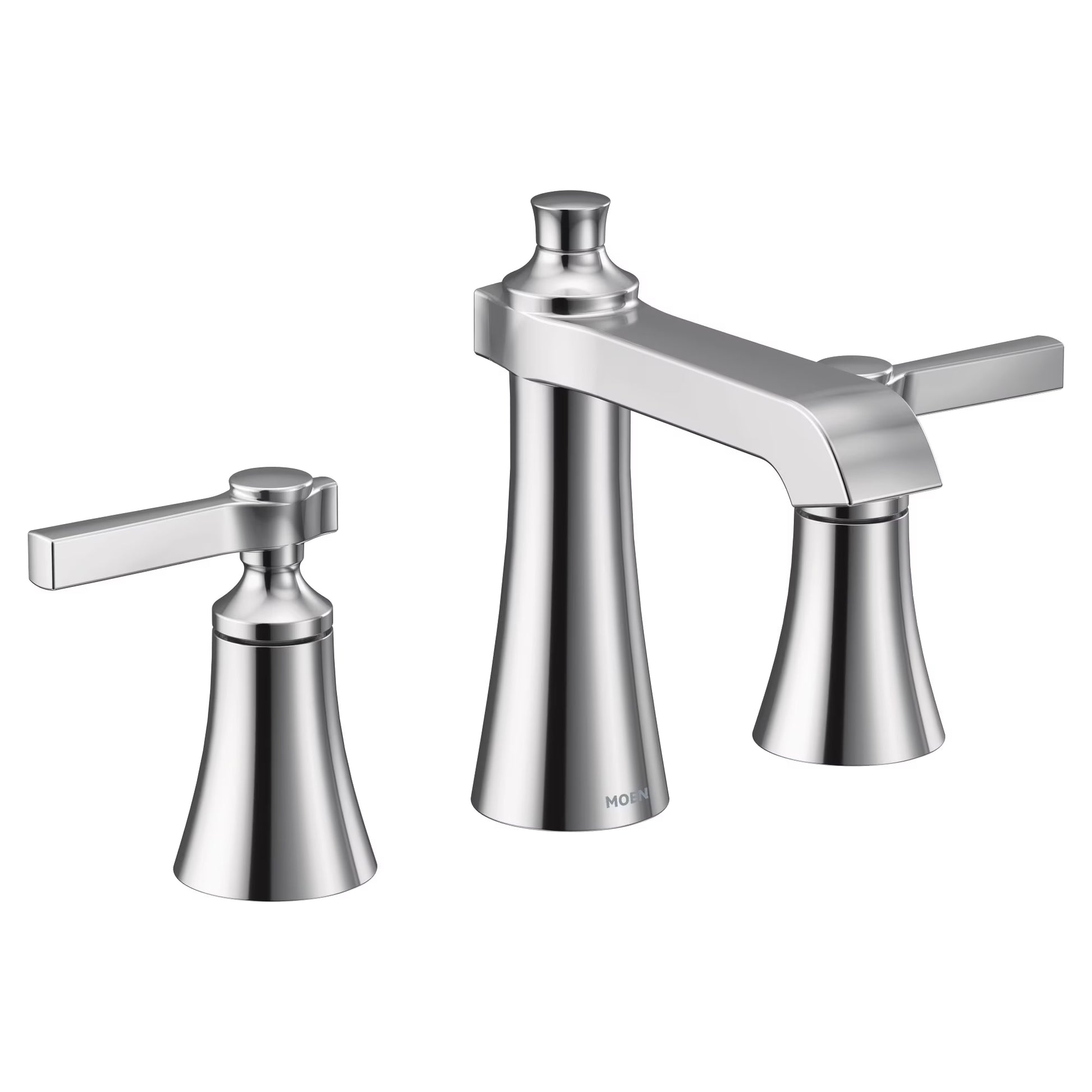MOEN Flara 8 in. Widespread 2-Handle Bathroom Faucet Trim Kit with Drain Assembly in Polished Nickel