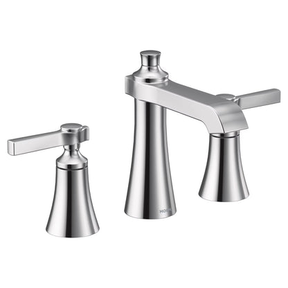 MOEN Flara 8 in. Widespread 2-Handle Bathroom Faucet Trim Kit with Drain Assembly in Polished Nickel