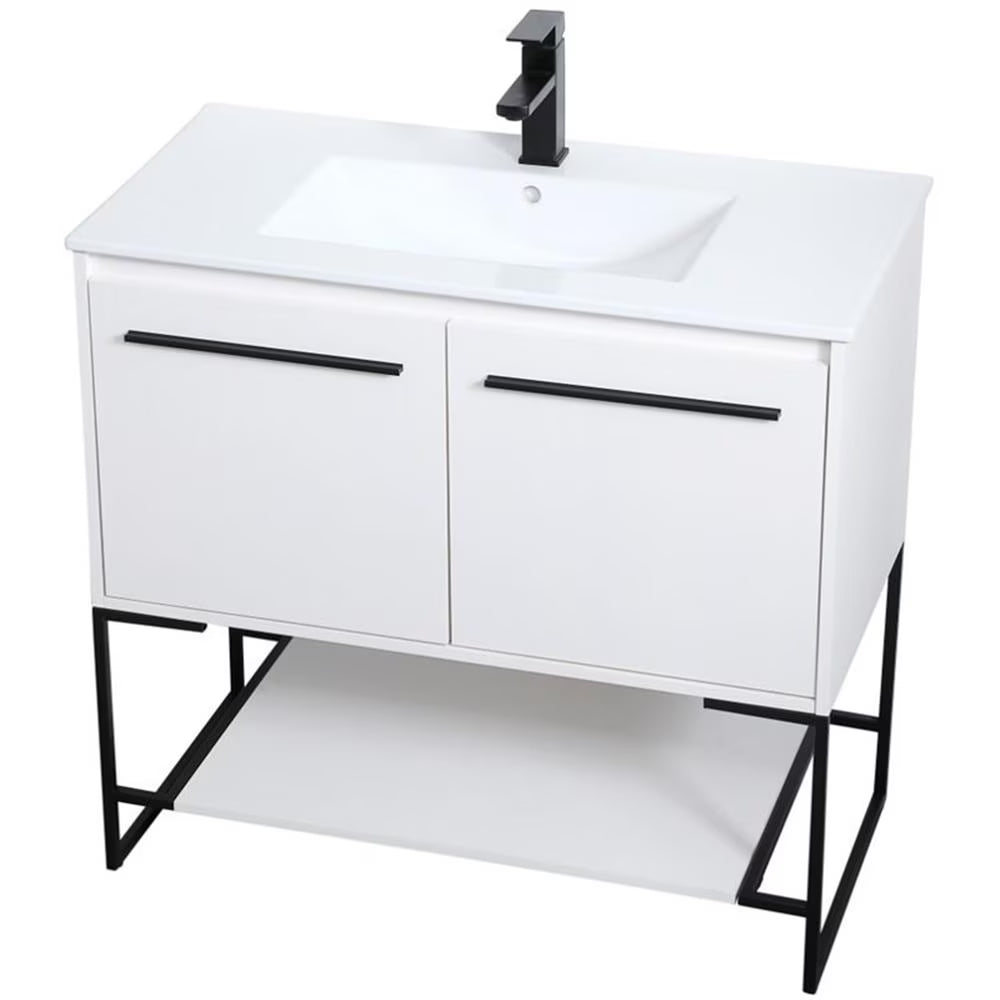 Elegant Kitchen and Bath 36 Inch Single Bathroom Vanity In Walnut Brown