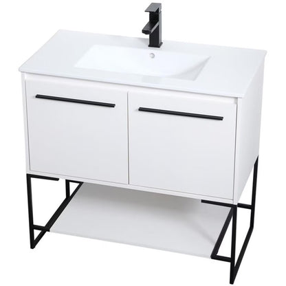 Elegant Kitchen and Bath 36 Inch Single Bathroom Vanity In Walnut Brown