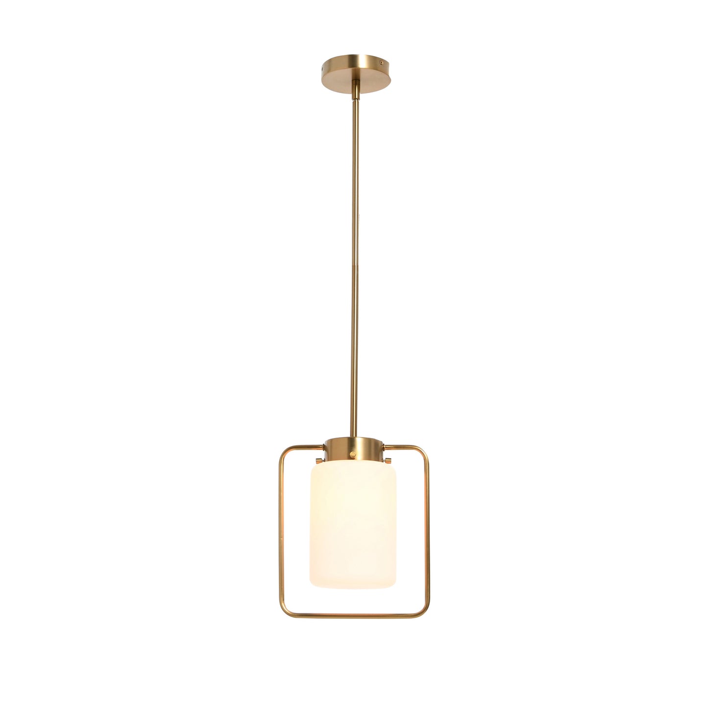 Creative Co-Op Robert Stevenson Lighting Ezra - Metal and Frosted Glass Convertible Flush Mount/Pendant Ceiling Light, Brushed Brass